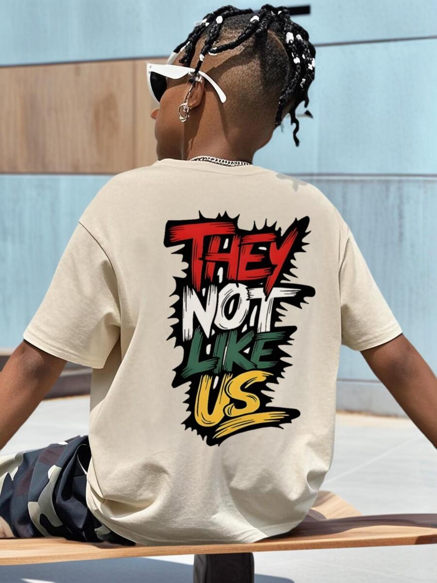 Boys' Casual Graphic Round Neck Short Sleeve T-Shirt, Suitable For Summer Student Wear, Children's Wear - Cool English Letter T-Shirt, Bringing Joy To Every Child! Graphic Tee, Boys' Clothing - Apricot - View 1