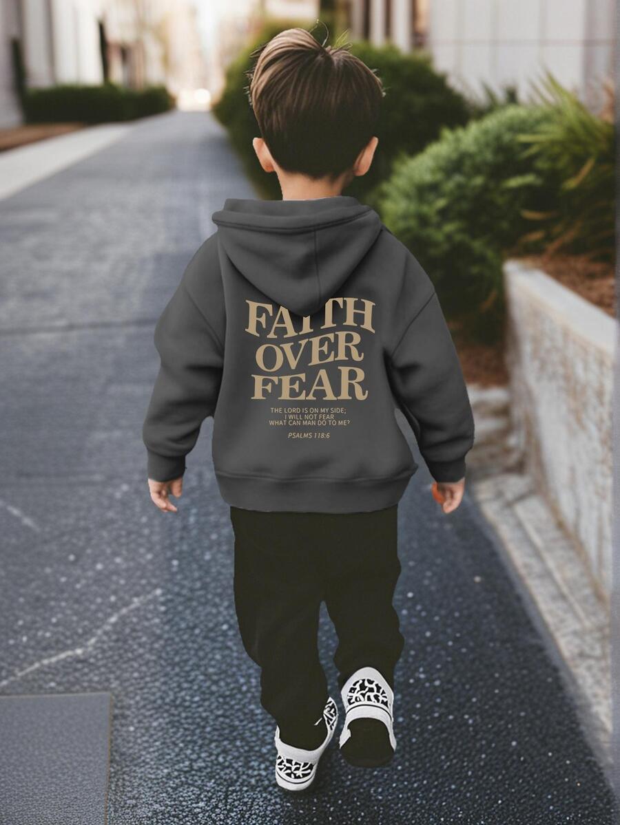 1pc Young Boy Casual Printed Sweatshirt, Soft And Comfortable Fleece Pullover For Autumn/Winter, Suitable For Warm Moments - Dark Grey - View 1