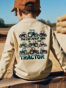 1 pieza Camiseta de manga larga con cuello redondo y estampado de coche para niños pequeños, ropa de otoño para estudiantes y niños pequeños - Camiseta clásica vintage con diseño de coche llamativo que definitivamente hará sonreír a los niños