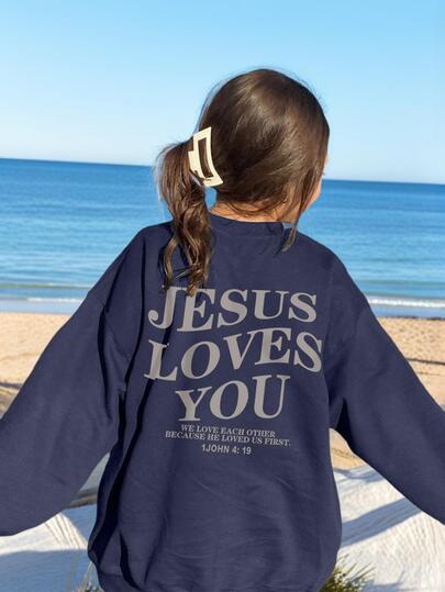 1 pièce Sweat-shirt-shirt col rond imprimé décontracté pour préadolescentes, vêtement étudiant jeune pour automne/hiver, Top à manches longues - Le Sweat-shirt-shirt col rond met en valeur le style unique de chaque enfant