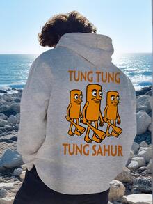 1件装男童休闲山海景图案套头卫衣，保暖内衬，宽松版型，秋冬款