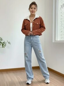 女士休闲优雅翻领外套，女士纯色翻领衬衫外套，适合日常外出、通勤、办公、生日派对、返校、聚会、旅行、机场等场合。 - 紅木色 - 查看 3