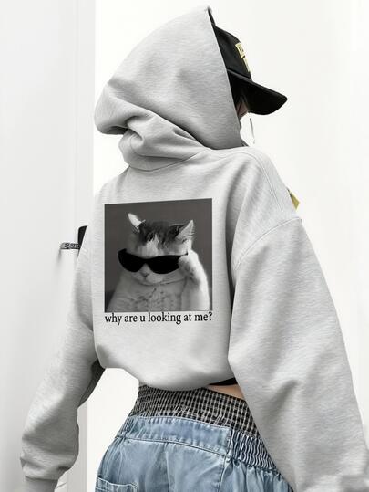 1pc Tween Girl Casual Printed Pullover Sweatshirt, Warm Thermal Lined, Long Sleeve, Autumn/Winter - Fun And Colorful Sweatshirt To Inspire Imagination In Young Minds