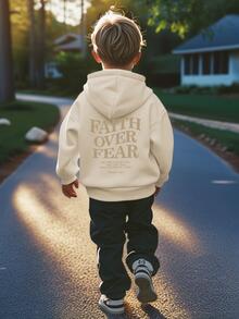 一件男童休闲印花套头卫衣，柔软舒适，适合秋冬季休闲穿着。 - 杏色 - 查看 1