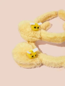 Hatastic 1-3个可爱熊耳毛绒发箍，甜美网红发箍，小蜜蜂洗脸发箍，时尚女士发箍，发饰，发带，发圈发箍，音乐节礼物 - 黃色 - 查看 4