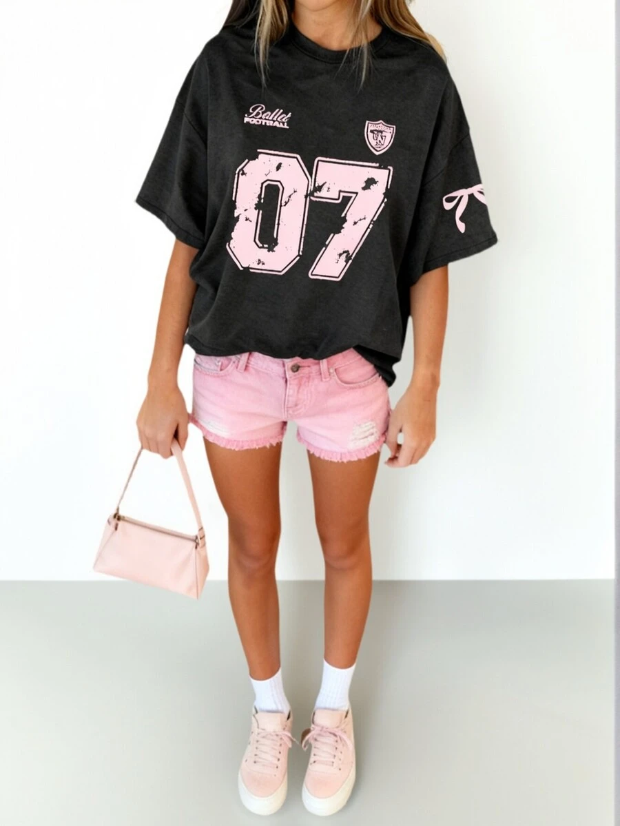 Koszulka z krótkim rękawem dla dziewcząt w wieku 12 lat, wygodna i modna letnia bluzka, odzież dla uczniów/młodych dzieci