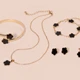 Hatastic Bộ 6 món trang sức hình cỏ bốn lá thời trang, gồm dây chuyền, vòng tay, nhẫn và bông tai, cần bóc lớp màng bảo vệ. Quà tặng lễ hội âm nhạc.