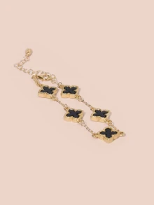 Hatastic 1条精致幸运四叶草女士手链，适合夏季日常佩戴，是送给朋友的最佳圣诞礼物。