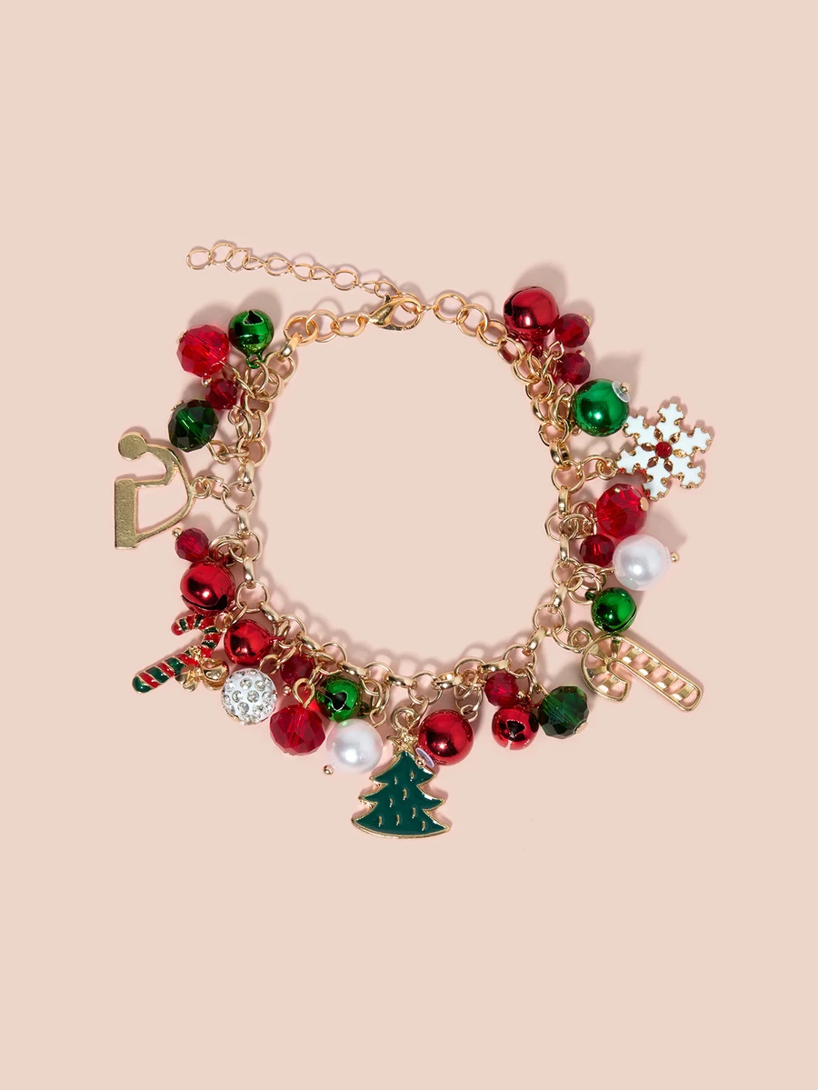 Hatastic 1件珍珠铃铛水晶球雪花吊坠树形手链礼物音乐节 - 彩色 - 查看 1