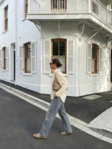 女士薄纱竹条纹衬衫，法式休闲通勤上衣，夏季半透明条纹衬衫 - 黃色 - 查看 4