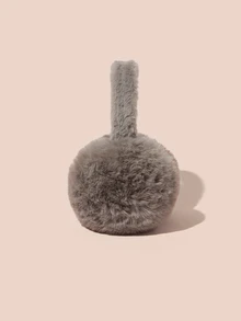 Hatastic 1pc Coffee Brown Winter Earmuffs Foldable Fluffy Fleece Ear Warmers Women Cute Ear Covers Adjustable Headband With Fuzzy Fleece Lining Unisex Furry Winter Earmuffs Gifts - Coffee Brown - View 3