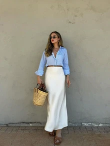 Women's Elegant Striped Long-Sleeve Shirt Casual/Office Wear Spring/Summer 2026 New Arrival Top - Blue - View 5