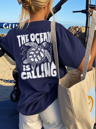 女童连衣裙，儿童，休闲印花圆领套头短袖T恤，适合夏季学生，幼儿服装 - 海龟时尚T恤，适合日常探险！儿童服装女童图案T恤夏季上衣，青少年女童服装