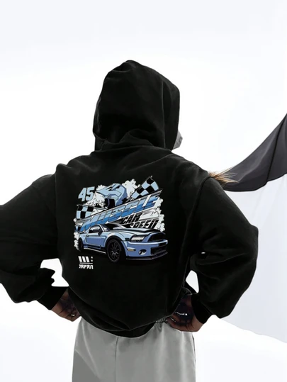 1pc Tween Boys' Casual Graphic Print Pullover Sweatshirt, Thermal Lined, Long Sleeve, Autumn/Winter - Legendary Cool Car Sweatshirt Designed For Young Children With Great Dreams And Brave Spirits