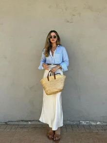 Women's Elegant Striped Long-Sleeve Shirt Casual/Office Wear Spring/Summer 2026 New Arrival Top - Blue - View 3