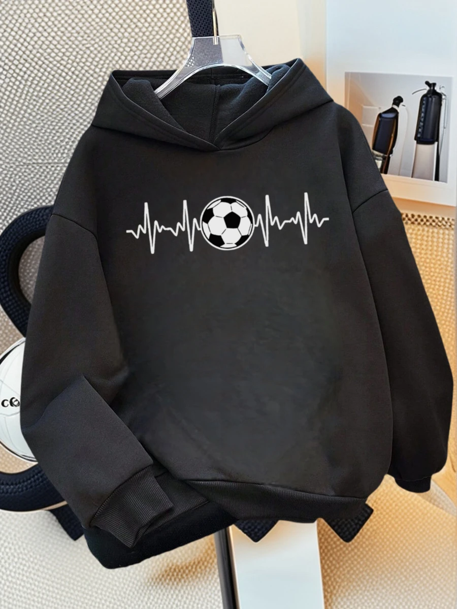 1pc Tween Boy Casual Printed Pullover Sweatshirt, Warm Thermal Lined, Colorful & Fun Design To Inspire Young Imagination, Autumn/Winter - Black - View 1