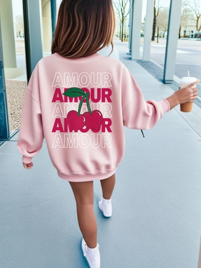 Tween-Mädchen 1 Stück Lässig Print Pullover Rundhals Sweatshirt für Herbst/Winter, Jugend Kleidung