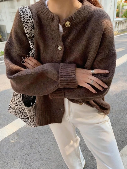 EAVA Women's Sweater Coat Retro Lazy Commuter Loose Knitted Cardigan Suitable For Autumn And Winter, Streetwear Women, Old Money Style Women