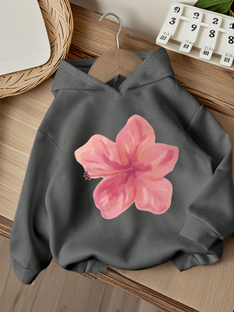 1pc Tween Girl Casual Printed Pullover Hoodie Sweatshirt, Loose Fit, Warm Thermal Lining, Autumn/Winter, Vibrant And Imaginative Design To Inspire Young Minds