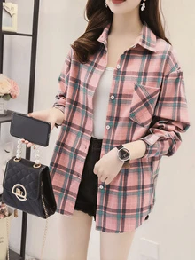 Rikumo New Casual Fashion Plaid & Striped Blouse For Women Spring - Multicolor - View 2