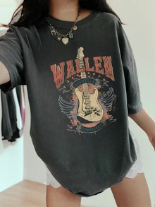 1 件女童休闲鸭印花圆领短袖 T 恤，年轻学生运动服，艺术风格，激发想象力和自我表达，夏季 - 深灰色 - 查看 1