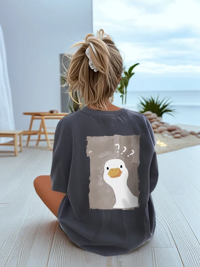 1 件女童休闲图案印花圆领短袖 T 恤，夏季学生装 - 适合想要脱颖而出的动物爱好者的独特 T 恤