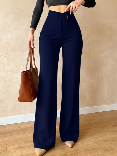 Plus Size Women's Casual Elegant Design Black Pants