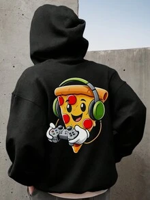 1pc Tween Boy Thermal Lined Thick Warm Sweatshirt, Young Student Clothing, Suitable For Kids Autumn/Winter Long Sleeve Top - Black - View 1