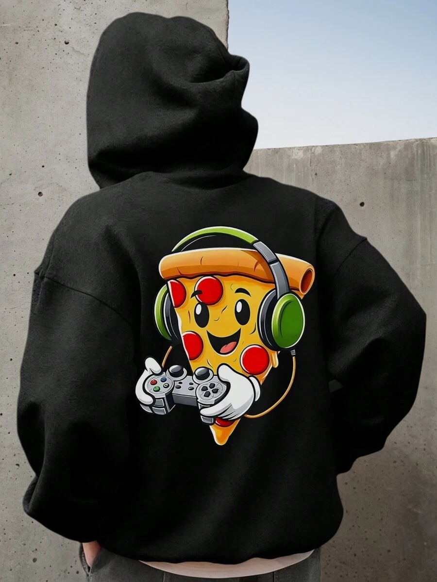 1pc Tween Boy Thermal Lined Thick Warm Sweatshirt, Young Student Clothing, Suitable For Kids Autumn/Winter Long Sleeve Top - Black - View 1