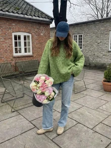 Women's Knit Long Sleeve Pullover Sweater, With Ribbed Knit Details, Regular Length, Relaxed Fit, Suitable For Casual Wear, Autumn/Winter