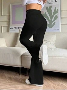 高腰弹力喇叭瑜伽裤，压缩紧身运动裤，适合运动、跑步、健身，透气速干，女士运动裤