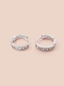 Hatastic 4件套水晶小耳环，银色，新款Y2K酷炫日常佩戴饰品，女孩礼物，音乐节礼物 - 銀色 - 查看 2