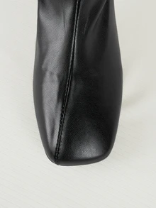 Clariva 女士小众设计高端后拉链经典粗跟踝靴，时尚别致的英伦风，舒适的切尔西靴 - 黑色 - 查看 5