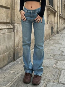 YUMINOW 25AW Women's Street Style Jeans Casual Versatile Stretch Flared Pants Tall Jeans - Blue - View 1