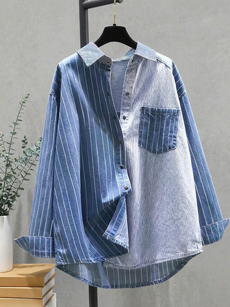 Camisa casual de manga larga y multicolor versátil para mujer