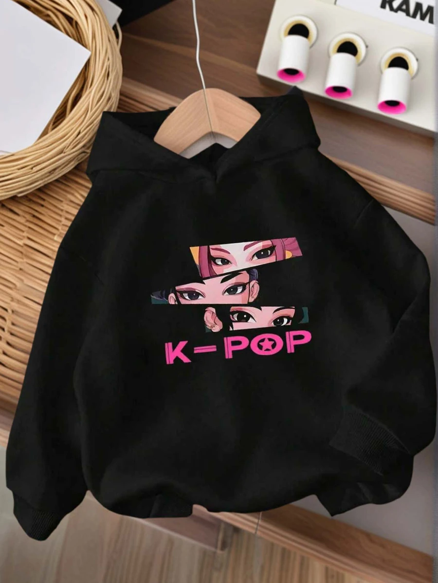Tween Girl Graphic Print Fleece Lined Hoodie Sweatshirt, Warm & Comfortable For Autumn/Winter