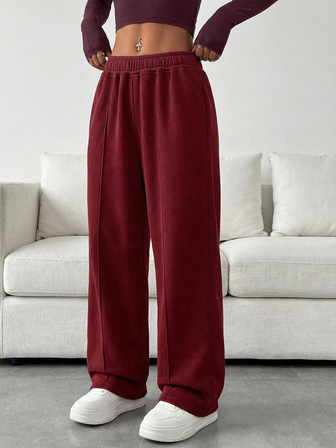 秋冬大码女式红色羊毛裤