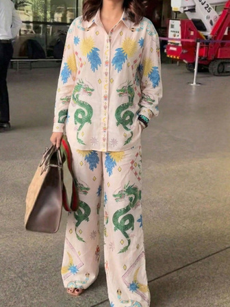 Casual Fashionable Versatile Linen Cardigan Shirt Long Sleeve Set