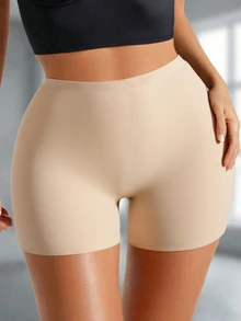 2pcs Women's Seamless Silk Shorts, Women's Boxer Briefs, Women's Cycling Shorts, Anti-Chafing Women's Briefs - Beige - View 3
