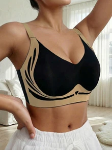 Women's Lift-Up Bra, Padded, Seamless, Wireless, Light Support, Shaping Bra, Ladies Underwear - Black - View 2