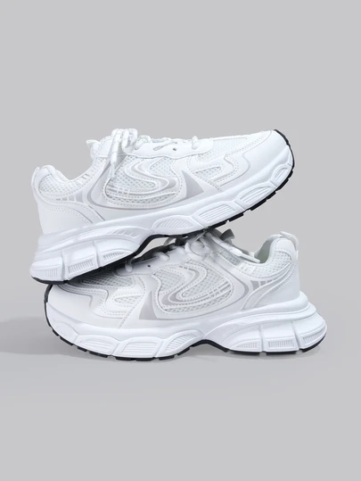 DareSee 2024 Spring/Summer New Soft Leather Thick-Soled Chunky Sneakers, Women Breathable Mesh Running Shoes Casual Sports Shoes