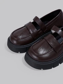 DareSee Giày lười nữ đế dày màu trơn, giày bệt buộc dây thời trang kiểu học sinh, giày thoải mái và nhẹ nhàng cho lễ hội âm nhạc. - màu nâu - Xem 5