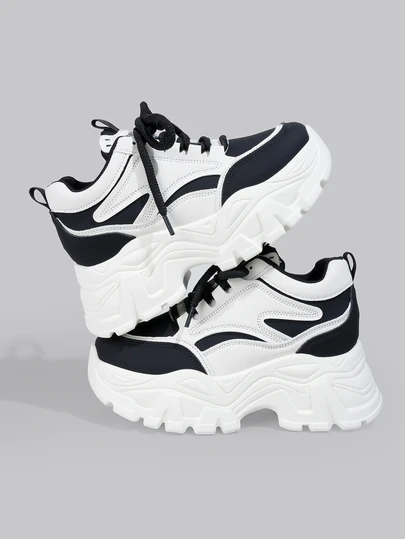 DareSee Ladies' Casual Outdoor Fashion Lace-Up Platform Sneakers