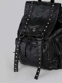 Ba lô đinh tán cổ điển, ba lô du lịch phong cách punk retro, ba lô học sinh phong cách gothic dành cho nữ. Lễ hội âm nhạc. - màu đen - Xem 4