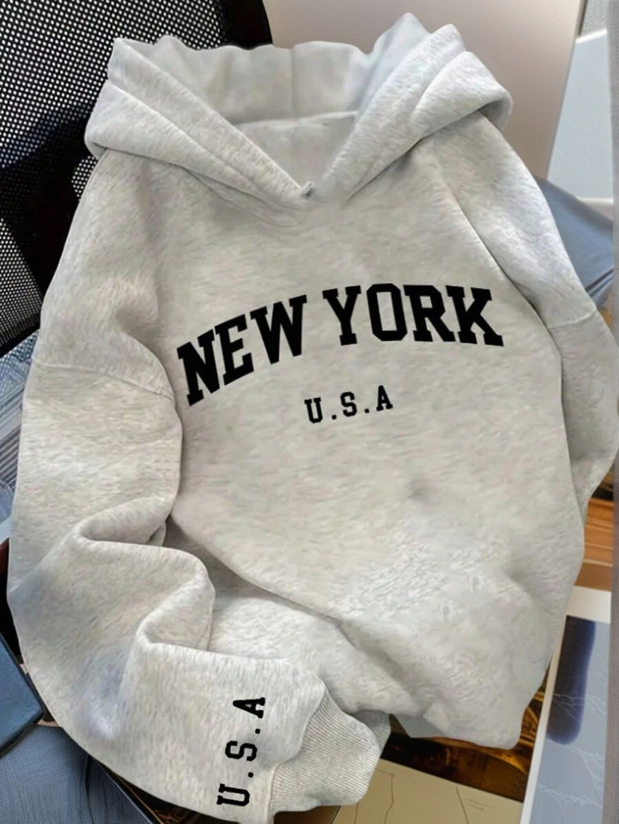 1件装少女加厚保暖连帽卫衣，青少年学生服装，适合儿童秋冬季长袖上衣