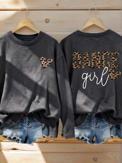 1pc Tween Girl Casual Printed Long Sleeve T-Shirt, Spring & Autumn, Young Student Apparel, Fashionable, Warm & Comfortable Design For Tween Girls