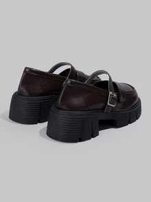 DareSee Giày lười nữ đế dày màu trơn, giày bệt buộc dây thời trang kiểu học sinh, giày thoải mái và nhẹ nhàng cho lễ hội âm nhạc. - màu nâu - Xem 2