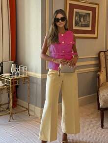 Women's Elegant Sleeveless Single-Breasted Casual Fashion Pocket Decorated Vest