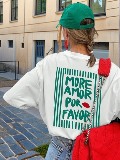 T-shirt décontracté à manches courtes et col rond pour femmes - motif imprimé, tissu doux et confortable, lavable en machine, Top d'été blanc