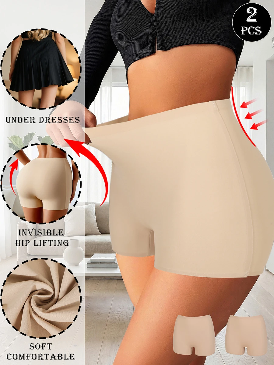 2pcs Women's Seamless Silk Shorts, Women's Boxer Briefs, Women's Cycling Shorts, Anti-Chafing Women's Briefs
